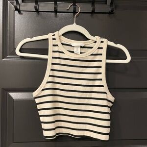 H&M Black and White Striped Top